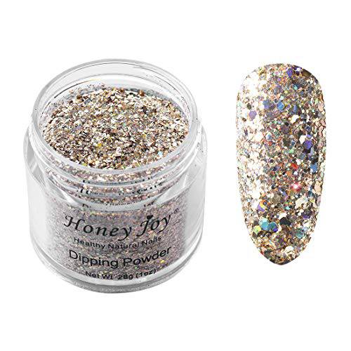28g/Box Champagne Color Shine Glitter Hexagon Sequins Paillette Dip Powder Nails Dipping Nails Long-lasting Nails No UV Light Needed (HJ-ND064B-No.137)