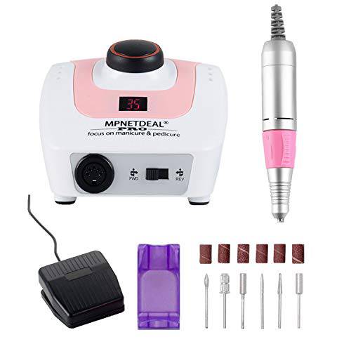 MPNETDEAL Pro Efile Nail Drill Machine 35,000rpm with LED Digital Display for Acrylic Nails Professional Manicure Drill Remove Nail Gel Polish Extension Gel Gift for Women Home and Salon Use