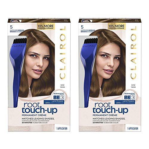 Clairol Root Touch-Up by Nice’n Easy Permanent Hair Dye, 5 Medium Brown Hair Color, 1 Count (Pack of 2)
