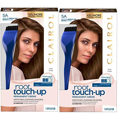 Clairol Root Touch-Up by Nice’n Easy Permanent Hair Dye, 5A Medium Ash Brown Hair Color, Pack of 2