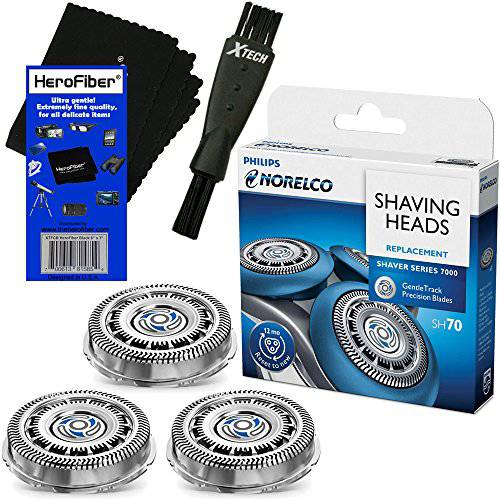 Phillips Norelco SH71/52 Replacement Head for Series 7000 Electric Shavers + Double Ended Shaver Brush + HeroFiber® Ultra Gentle Cleaning Cloth