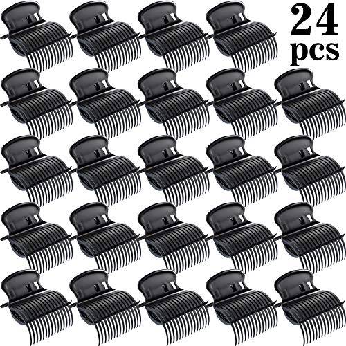 24 Pieces Hot Roller Clips Hair Curler Claw Clips Replacement Roller Clips for Women Girls Hair Section Styling (Black)