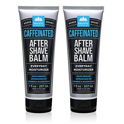 Pacific Shaving Company Caffeinated Aftershave, Men’s Grooming Product - Antioxidant Daily Face Lotion + After Shave, Soothing Aloe & Spearmint Post Shave Balm for Sensitive Skin 7 Oz (2 Pack)