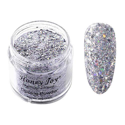 28g/Box Silver Gray Shine Glitter Hexagon Sequins Paillette Dip Powder Nails Dipping Nails Long-lasting Nails No UV Light Needed (HJ-ND064B-No.133)