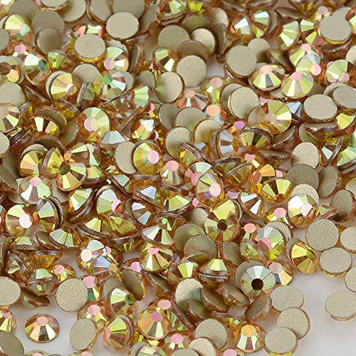 Famleaf Metal Sunlight Effects Crystal AB Glass Nail Rhinestones Non-hotfix Flatback Rhinestone For Nails Art Clothes (SS4,1440 pieces)