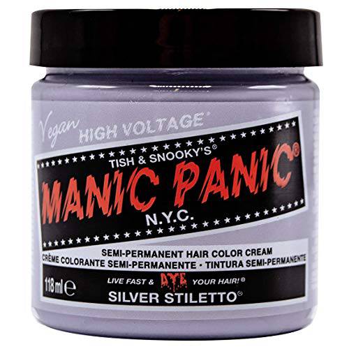 MANIC PANIC Silver Stiletto Hair Toner - Classic High Voltage - Semi Permanent Icy, Lavender-tinted Silver Hair Dye That Acts As A Toner To Help Platinum Hair By Eliminating Yellow Hues (4oz)