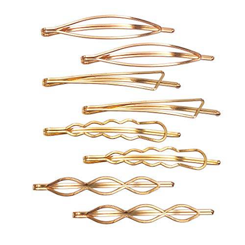 Messen Hair Pins Set Geometric Hair Clips Metal Hairpin Minimalist Hair Styling Jewelry Hair Clamps Accessories Barrettes Gold Bobby Pin for Girl Women (8 Pieces ,Style 7)