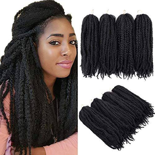 YMHPRIDE 4 Packs Kinky Marley Braiding Hair for Twist Afro Kinky Braiding Hair Marley Twist Hair Kinky Braid Twist Hair Synthetic Marley Hair for Twists (20 inch, 1B)