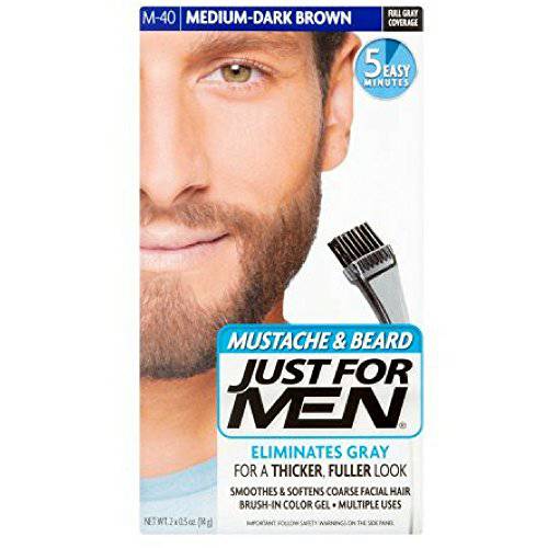 JUST FOR MEN Brush-In Color Gel, Medium-Dark Brown M-40 1 ea (Pack of 4)