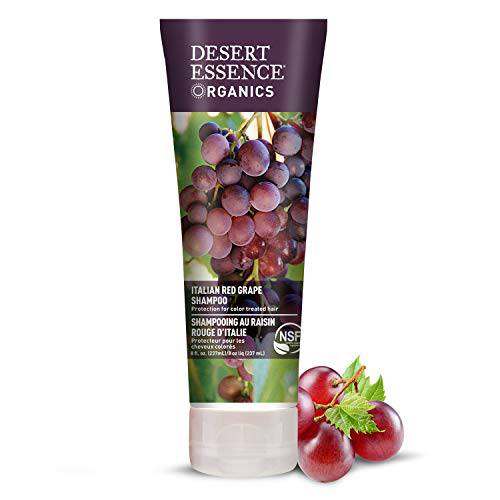 Desert Essence Italian Red Grape Shampoo - 8 Fl Ounce - Protection For Color Treated Hair - Antioxidants - Healthier & Smoother - Vitamin B5 - Sugar & Coconut Oil Cleansers - Shine - Smoother