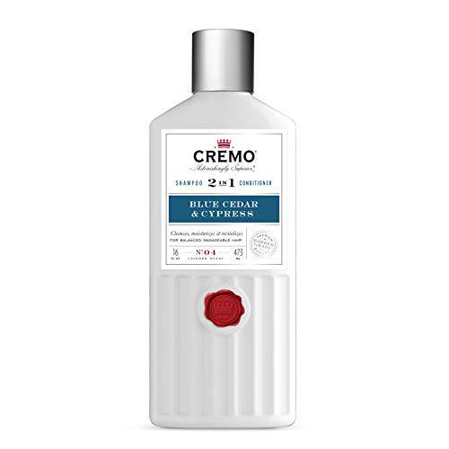 Cremo Barber Grade Blue Cedar & Cypress 2-in-1 Shampoo & Conditioner, 16 Fl Oz (2-Pack)