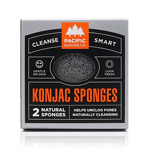 Pacific Shaving Company Konjac Sponge - 2pk | Natural & Compostable, Gentle and Effective Exfoliation, Helps Leave Skin Brighter, Softer, Smoother