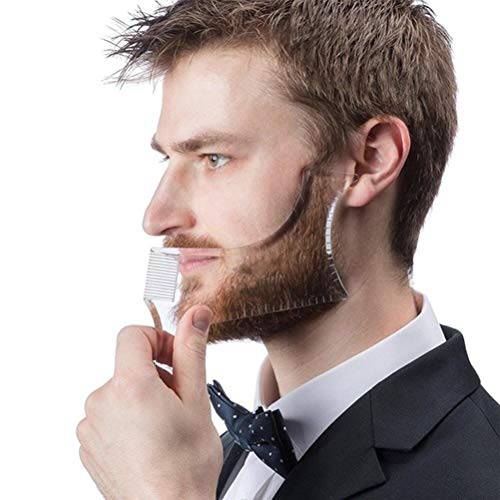 Beard Shaper Template Shaping Tool,Kucheed Premium Quality Template Shaping for Goatee Mustache Sideburns Facial Hair Trimming Grooming Guide for Men Jaw Cheek Neck Line Symmetric Curve