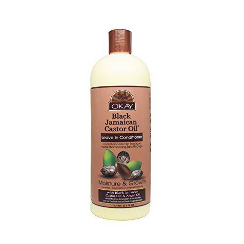 OKAY | Black Jamaican Castor Oil | Leave-In Conditioner for All Hair Types| Repair - Moisturize - Grow Healthy Hair | With Argan Oil & Shea Butter | Free of Parabens, Silicones, Sulfates | 33.8 oz