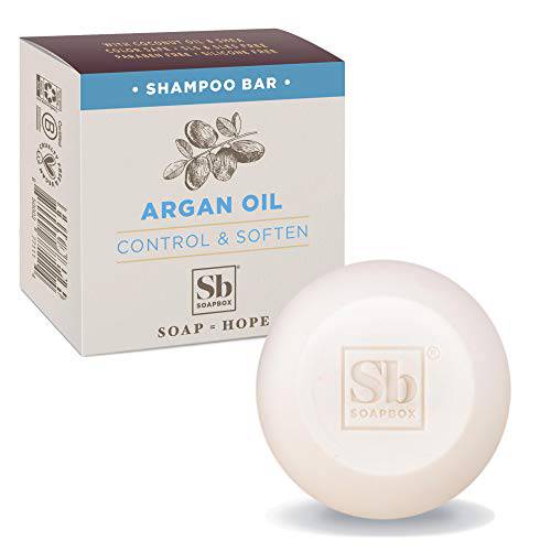 Soapbox Argan Oil Shampoo Bar, Natural, Eco Friendly Bar Shampoo for Frizzy Hair | Color Safe, Sulfate Free, Paraben Free, Silicone Free, Cruelty Free, and Vegan Shampoo, 3.1oz (Pack of 1)