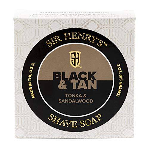 Black & Tan Luxury Shaving Soap. Tonka & Sandalwood. Rich Lather Gives a Smooth Comfortable Shave. Mug Soap. For gentlemen and ladies (Black & Tan, 3oz.)