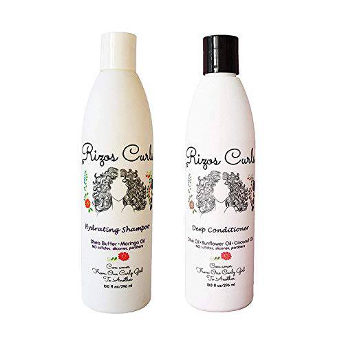 Rizo Curls Shampoo and Conditioner Bundle Pack for Women — 10 Fluid Ounces (Pack of 2) - Moisturizes, Strengthens Every Curl with Natural Products and Vitamins