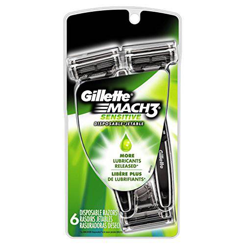 Gillette Mach3 Sensitive Men’s Disposable Razors, 9 Count