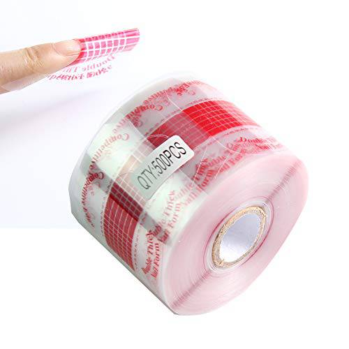 Beauty Leader 500 Pcs/Roll Nail Form Stickers Clear Nail Art Guide Form Acrylic UV Gel Tips Extension (C-Red)