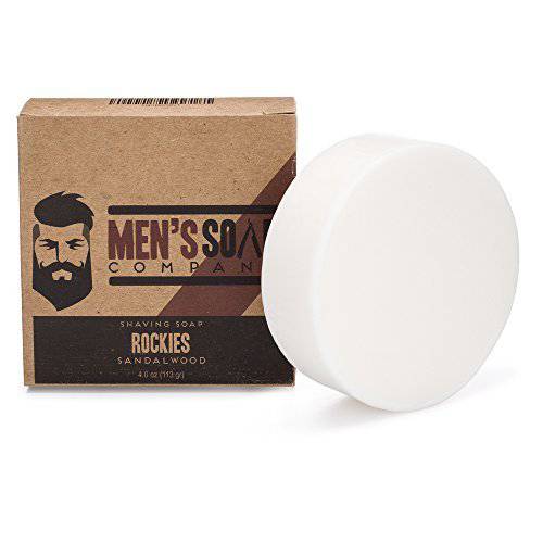 Men’s Soap Company Shaving Soap 4 OZ Sandalwood Shave Jar. Made with Vegan Natural Ingredients. Includes Shea Butter, Vitamin E, and Coconut Oil to Protect & Moisturize the Skin