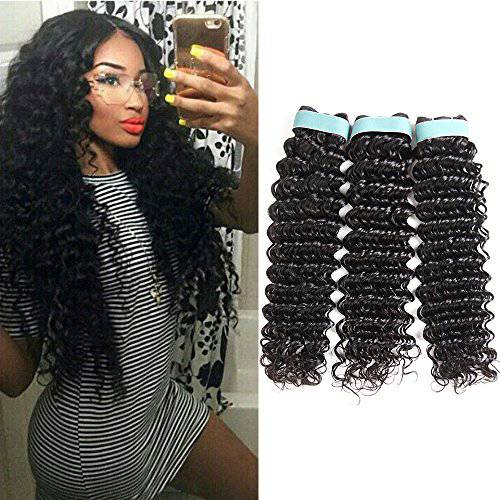 Aatifa Deep Wave Bundles with Closure 9A 100% Unprocessed Virgin Human Hair Deep Wave Bundles with Closure 4x4 Free Part Lace Closure and Bundles Human Hair Extensions (22/24/26+20 Inch)