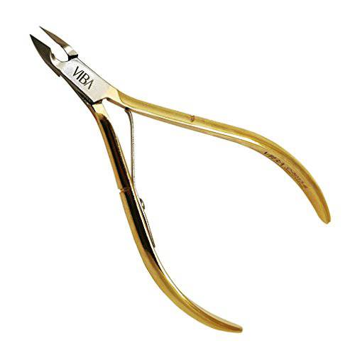 Rui Smiths Professional Cuticle Nippers, Gold-Plated Carbon Steel, French Handle, Double Spring, 6mm Jaw (Full Jaw)