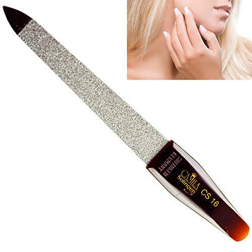 Camila Solingen CS17 5 Professional Sapphire Metal Nail File Pointed for Fingernail and Toenail Care. Double Sided Coarse Fine for Manicure / Pedicure. Made of Stainless Steel, Solingen Germany