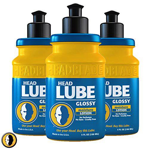 HeadBlade HeadLube Glossy Aftershave Moisturizer Lotion for Men - 5 oz (3 Pack) - Leaves Head Shiny and Grease-Free