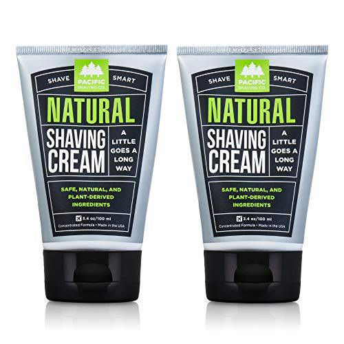Pacific Shaving Company Natural Shaving Cream - Safe, Natural, and Plant-Derived Ingredients for a Smooth Shave, Softer Skin, Less Irritation, Cruelty Free, TSA Friendly, Made in USA, 3.4 oz (3-Pack)