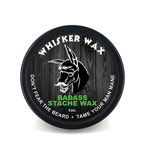Badass Beard Care Mustache Wax For Men, 2 oz - Made with All Natural Butters and Waxes, Medium Hold, Keeps Mustache Looking and Feeling Natural and Soft
