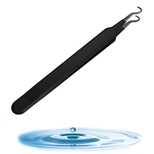 Blackhead Remover Tweezer - Professional Curved Tip Surgical Comedone & Splinter Extractor By Rapid Vitality. Ideal Blemish & Acne Remover Tool Means Flawless Facial Skin Today. (Floral Black)