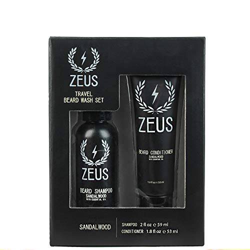 ZEUS Travel Size Beard Wash & Beard Conditioner Set for Men – Soften, Hydrates & Moisturizes - MADE IN USA (Verbena Lime)