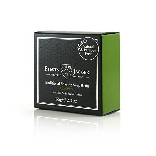Edwin Jagger 99.9% Natural Traditional Shaving Soap Refill, Aloe Vera - 2.3 oz