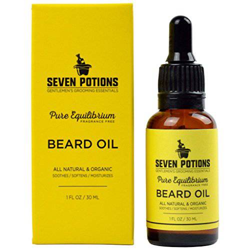 Beard Oil 1 fl oz by Seven Potions. Gentle Beard Softener. Stops Beard Itch. 100% Natural, Beard Conditioning Oil With Citrus Scent & Jojoba Oil (Citrus Tonic)