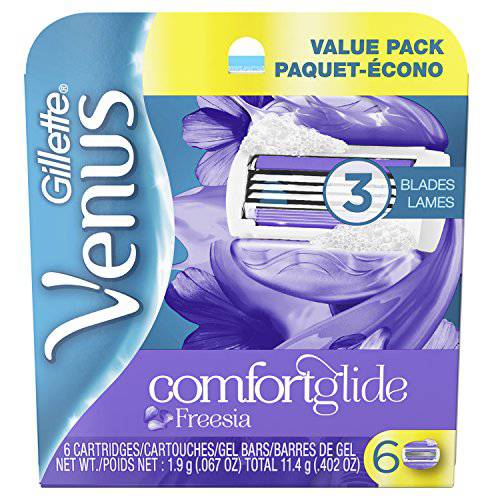 Gillette Venus ComfortGlide Freesia Women’s Razor Refills, 4 Refills (Packaging May Vary)
