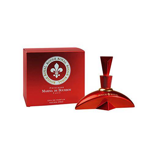 Rouge Royale by Princesse Marina de Bourbon | Eau de Parfum Spray | Fragrance for Women | Floral Fruity Scent with Notes of Strawberry, Lime, and Jasmine | 100 mL / 3.4 fl oz, red