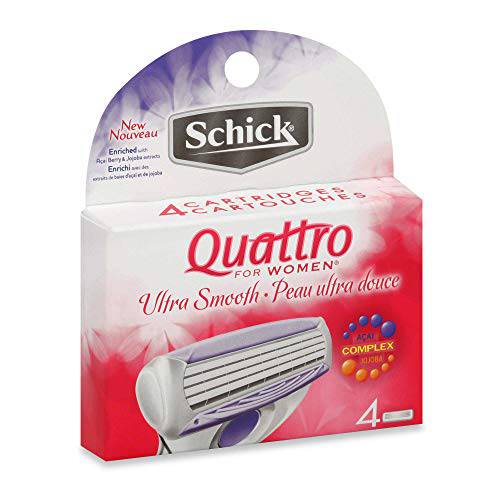 Schick Quattro for Women 4 Blade Razor Refills, Pack of 4