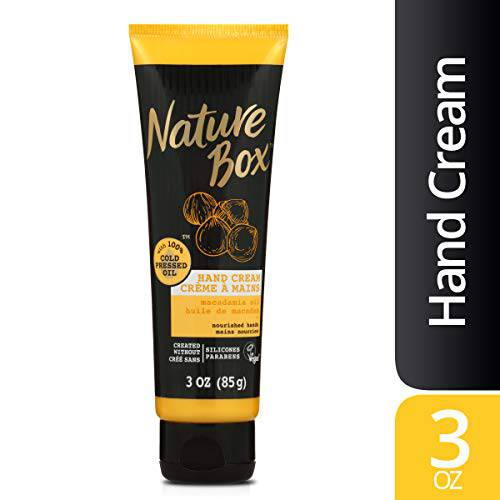 Nature Box Hand Cream - for Nourished Hands, with 100% Cold Pressed Macadamia Oil, 3 Ounce