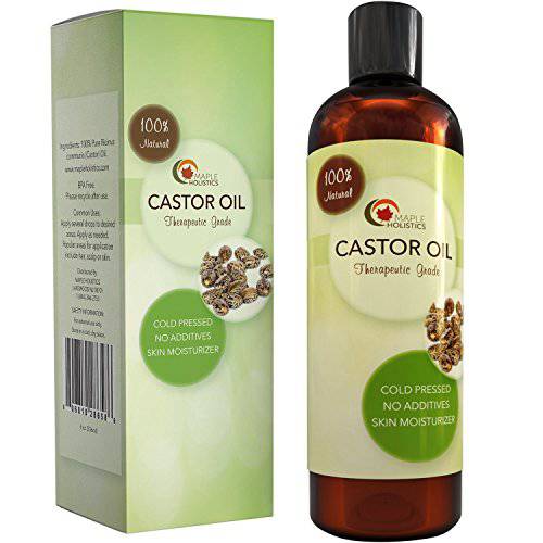Castor Oil for Hair Skin and Nails - Pure Castor Oil for Eyelashes and Eyebrows and Natural Skin Care - Moisturizing Hair Oil for Dry Damaged Hair - Natural Carrier Oil for Essential Oils Mixing
