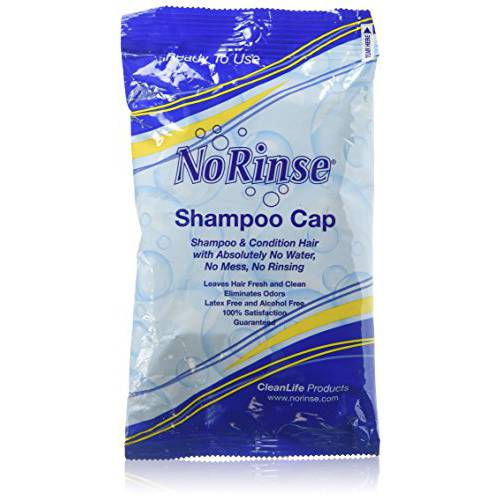 No-Rinse Shampoo Cap by Cleanlife Products (Pack of 12), Shampoo and Condition Hair with No Water or Rinsing - Microwaveable, Latex-Free and Alcohol-Free