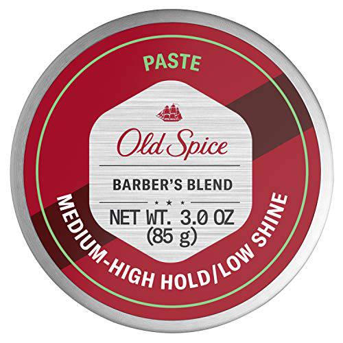 Old Spice Hair Styling Paste for Men, Medium-High Hold/Low Shine, Barber’s Blend Infused with Aloe, 3 Ounce