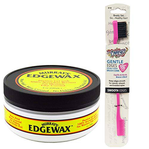 Murrays Edgewax Gel Beeswax Hair Wax Edge Control 4oz Jar w/Camryn’s BFF Gentle Edge Brush