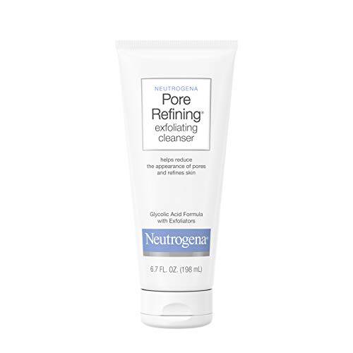 Neutrogena Pore Refining Exfoliating Facial Cleanser with Glycolic Acid Formula, Daily Exfoliating Face Wash with Alpha & Beta Hydroxy Acid to Minimize Pores, Non-Comedogenic & Soap-Free, 6.7 fl. oz