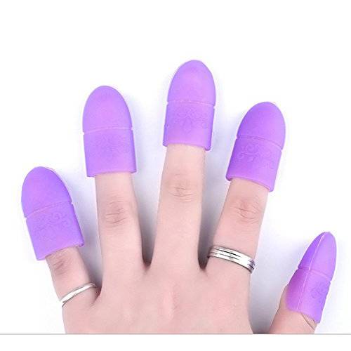 10Pcs/Set Reusable Silicone Nail Soakers UV Gel Nail Polish Remover Wrap Caps Nail Art Kits (Purple)