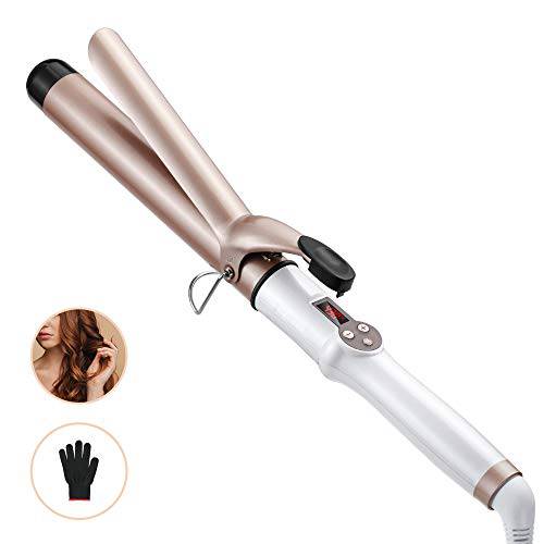 1.25 Inch Curling Iron Hair Curler with Ceramic Coating Barrel, Professional Curling Wand Instant Heat up to 450°F, LCD Display with 9 Heat Setting (for All Hair Types, Glove Include)