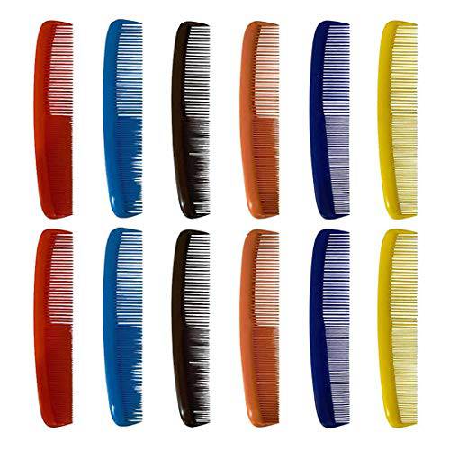 COMB | COMBS FOR MEN | COMBS FOR WOMEN | COMB SET | MENS COMBS FOR HAIR | HAIR COMBS FOR WOMEN | FINE PLASTIC COMB SET | HAIR COMB SET | 12 PACK 7 INCH COLORFUL HAIR COMBS FOR MEN AND WOMEN - BPA FREE