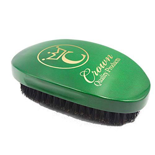 Crown Quality Products “The Original” Curved Wave Brush - Emerald Green Body, Soft, 100% Boar Bristle Hairbrush