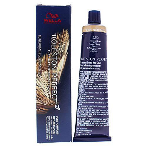 Wella Koleston Perfect Permanent Creme Hair Color - 33 0 Intense Dark Brown-natural By for Unisex - 2 Ounce Hair Color, 2 Ounce