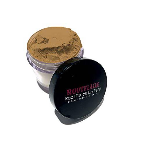Rootflage Root Touch Up Hair Powder - Temporary Hair Color, Root Concealer, Thinning Hair Powder and Concealer Refill Jar with Detail Brush Included (04 Light Brown) .31 oz