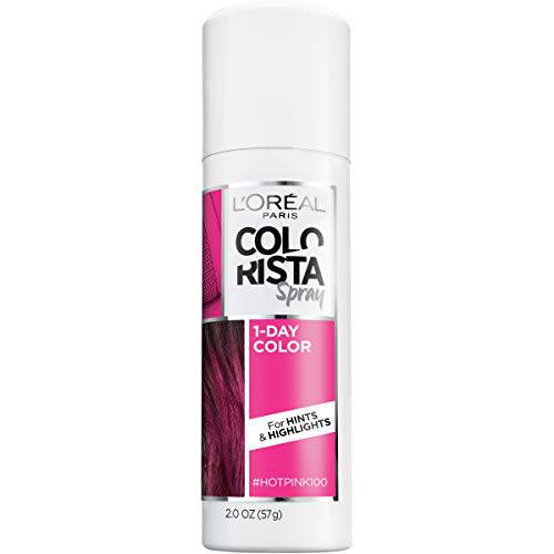 L’Oreal Paris Colorista 1-Day Washable Temporary Hair Color Spray, Hot Pink, 2 Ounces